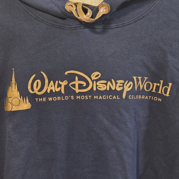 Walt Disney World 50th Anniversary Navy Iridescent Rose Gold Cropped Hoodie Xl - Picture 7 of 7